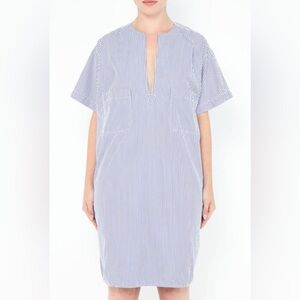 Celine Blue and White Striped Midi Dress